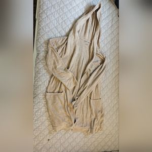 Barefoot Dreams Cream Colored Hooded Cardigan size medium